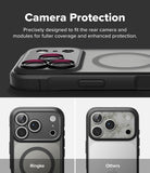 iPhone 18 Pro / Pro Max Case Fusion Bold Magnetic Matte all-groups - A promotional graphic for a phone camera protection case. The top section shows a close-up of a black camera protection frame fitted over a phone's rear camera area, with text reading 'Camera Protection.