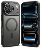 iPhone 18 Pro Max Case | Fusion Bold Magnetic Matte - Two views of a rugged black protective phone case on a white background. The left view shows the back of the case with a MagSafe-compatible circular ring and camera cutouts.