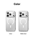 iPhone 18 Pro / Pro Max Case Fusion Magnetic all-groups - Two phone cases, one clear and one matte clear, on a white background with 'Color' text above.