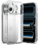 iPhone 18 Pro Max Case | Fusion Matte - A clear protective phone case shown on two smartphones, with the back view on the left and the front view on the right, against a clean white background.