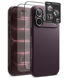 iPhone 18 Pro | Onyx + Screen (2P) - Ringke camera lens protector set shown on a smartphone case, with a clear protective film overlay and a black branded card displaying camera lens protection details.