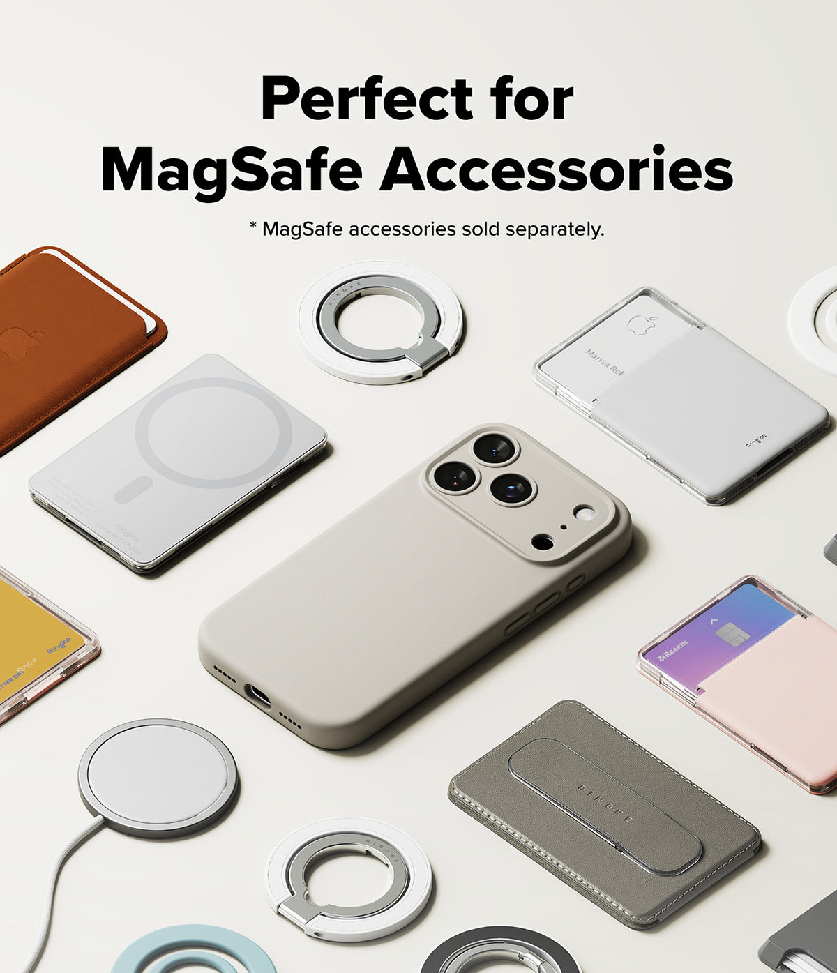 iPhone 18 Pro Max Case | Silicone Magnetic - Collection of MagSafe accessories on a light background