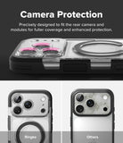 iPhone 18 Pro / Pro Max Case UX Magnetic all-groups - A promotional graphic for a clear camera protection case with a black ring-style magnetic ring. The top section shows the case installed on a phone, with text reading 'Camera Protection.