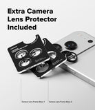 iPhone 18 Pro / 18 Pro Max Camera Protector | Camera Lens Frame Glass (2 Pack) - Two black camera lens frame glass protectors are shown beside a silver smartphone on a light gray background, with text reading 'Extra Camera Lens Protector Included' and labels identifying the two glass types.