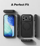 iPhone 18 Pro Case | Alles - A black protective phone case shown from multiple angles on a light gray background, with the text 'A Perfect Fit' at the top. The case is displayed alongside a smartphone to demonstrate compatibility.