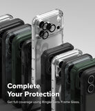 iPhone 18 Pro Case | Alles - A promotional product image showing multiple smartphone cases arranged in a fan-like stack, including transparent, black, gray, and dark green options. The center case is clear with a black camera ring accessory visible.