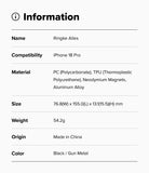 iPhone 18 Pro Case | Alles - Product information card for Ringke Alles case with specifications on a white background