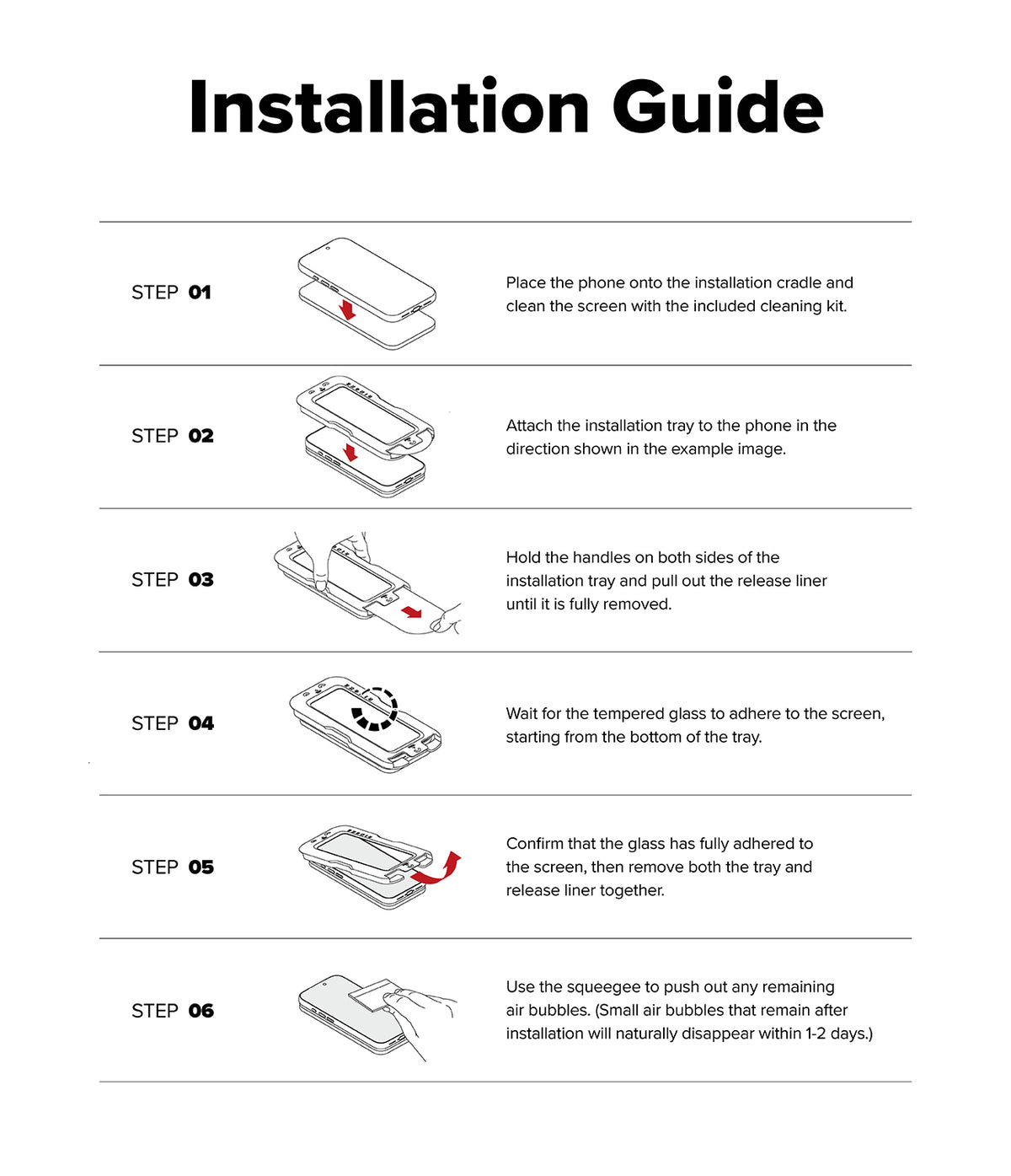 iPhone 18 Pro Screen Protector | Easy Slide AR Tempered Glass - Installation guide for a phone screen protector with step-by-step instructions.