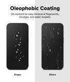 iPhone 18 Pro Screen Protector | Easy Slide Privacy Tempered Glass - Comparison of Oleophobic coating on Ringke and non-Ringke phone cases with oil droplets.