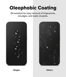 iPhone 18 Pro Screen Protector | Easy Slide Tempered Glass (2 Pack) - Comparison of Oleophobic coating on Ringke and non-Ringke phone cases with oil droplets.