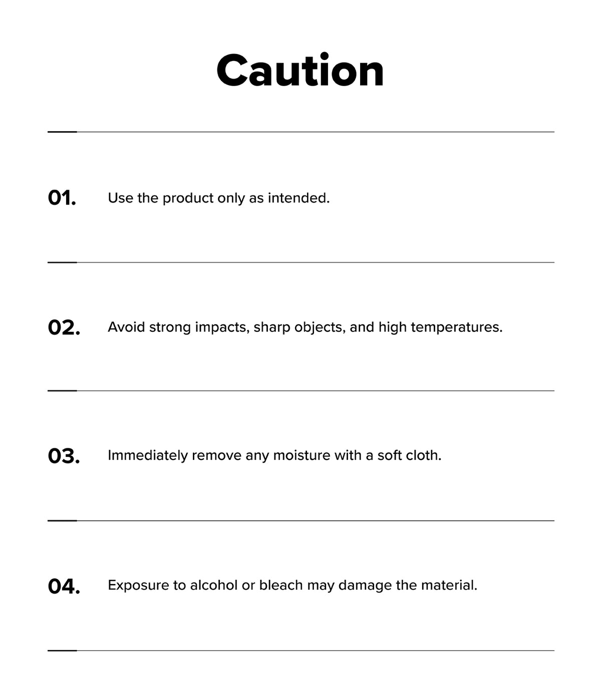 iPhone 18 Pro MagSafe Wallet | Folio Grip Wallet Magnetic - A white document or card with the word 'Caution' in large black font at the top, followed by four numbered warning instructions in black text with horizontal lines underneath each point.