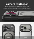 iPhone 18 Pro Case | Fusion Bold Magnetic Matte - A phone case with a raised camera protection module, shown on a dark background with marketing text. The top section reads 'Camera Protection' and shows the case fitted on a phone.