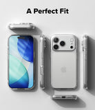 iPhone 18 Pro Case | Fusion Matte - A clear smartphone case shown from multiple angles on a light gray background, with the text 'A Perfect Fit' at the top. The phone inside the case is visible, but the sold product appears to be the transparent case.