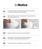 iPhone 18 Pro Case | Fusion Magnetic - A white instruction sheet with a bold 'Notice' header and five numbered points in black text, including two small photos demonstrating how to remove protective films from a clear phone case.