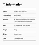 iPhone 18 Pro Case | Fusion Magnetic - Product information card for Ringke Fusion Magnetic case with specifications.