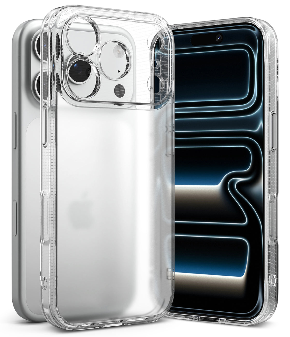 iPhone 18 Pro Case | Fusion Matte - A clear protective phone case shown on two smartphones, with the back view on the left and the front view on the right, against a clean white background.