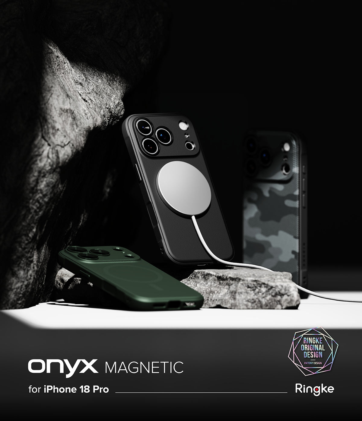 iPhone 18 Pro Case | Onyx Magnetic - Onyx Magnetic phone case for iPhone 17 Pro by Ringke on a dark background