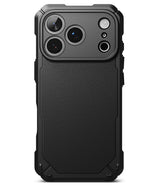 iPhone 18 Pro Max Case | Rugged Gear - A black rugged protective phone case with a textured back panel and reinforced camera cutout, shown on a clean white background.
