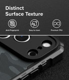 iPhone 18 Pro Case | Rugged Gear Magnetic - Black rugged phone case with a distinct textured surface, featuring a raised camera bezel and a textured back panel, shown with marketing text highlighting anti-fingerprint, easy-to-clean, and premium TPU features.