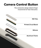 iPhone 18 Pro / Pro Max Case | Silicone Magnetic - Camera control button with layers of PET film, printed circuit board, silicone, and aluminum frame.