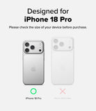 iPhone 18 Pro Case | UX Magnetic - A compatibility graphic showing a phone case designed for the iPhone 18 Pro. The left side displays a silver iPhone 18 Pro with a green circle icon below it, indicating the correct fit.