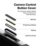 iPhone 18 Pro Case | UX Magnetic - Camera control button cover with layers and text explaining its components and function.