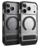 iPhone 18 Pro Case | UX Magnetic - Two views of a clear protective phone case with a black bumper and a circular MagSafe ring, shown on a white background.