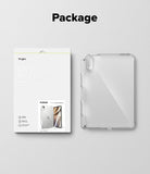 Apple iPad mini 8th A20 Pro Clear Case Ringke Fusion - A clear transparent protective case shown next to its white retail packaging box on a light gray background, with the word 'Package' printed above.