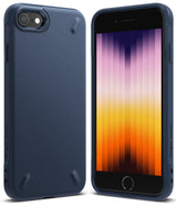 iPhone SE 2022 5G / SE 2020 / 8 / 7 Case | Onyx - Navy blue textured phone case shown from back and front views.
