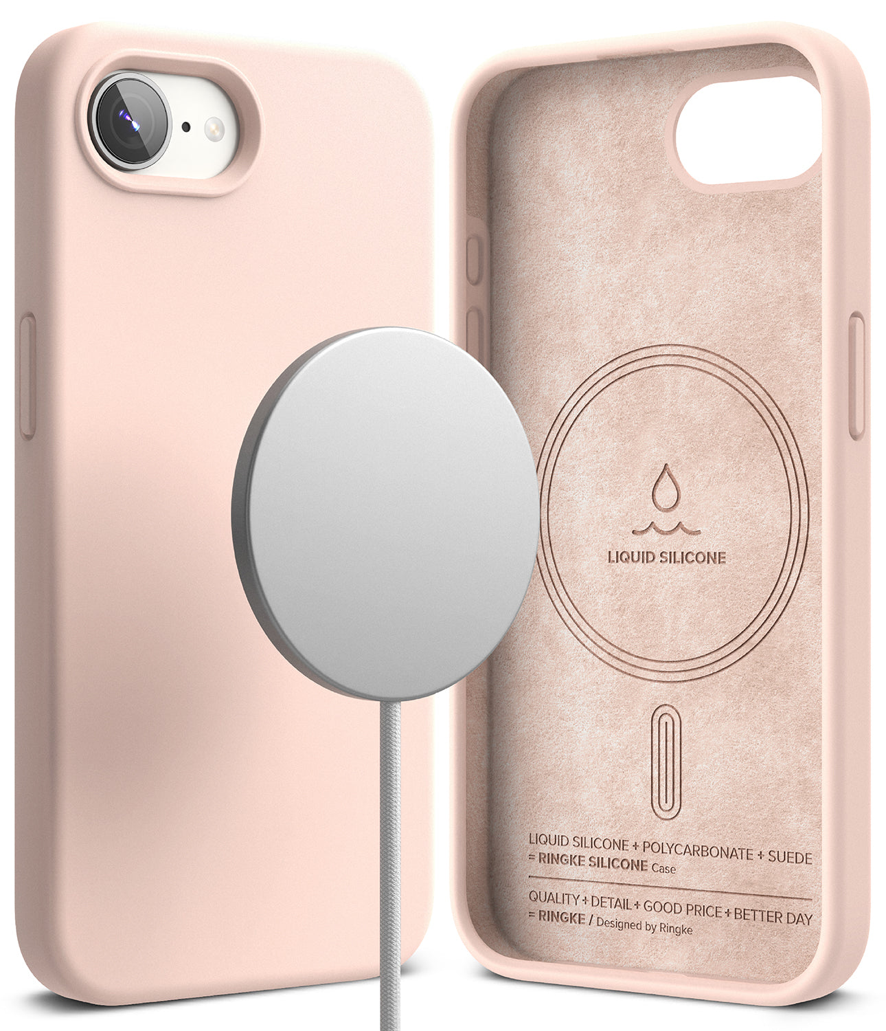 Ringke iPhone 16e Case | Silicone Magnetic - Pink Sand