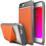iPhone 6s / 6 Case | Edge - Gray and orange phone case with a built-in kickstand, shown from back and front angles.