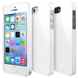 iPhone SE / 5s / 5 Case | Slim - Three views of a white slim phone case on an iPhone, showing front, back, and side profiles.