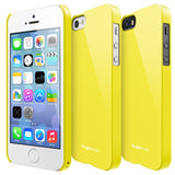 iPhone SE / 5s / 5 Case | Slim - Three views of a bright yellow slim phone case on an iPhone, showing front and back.