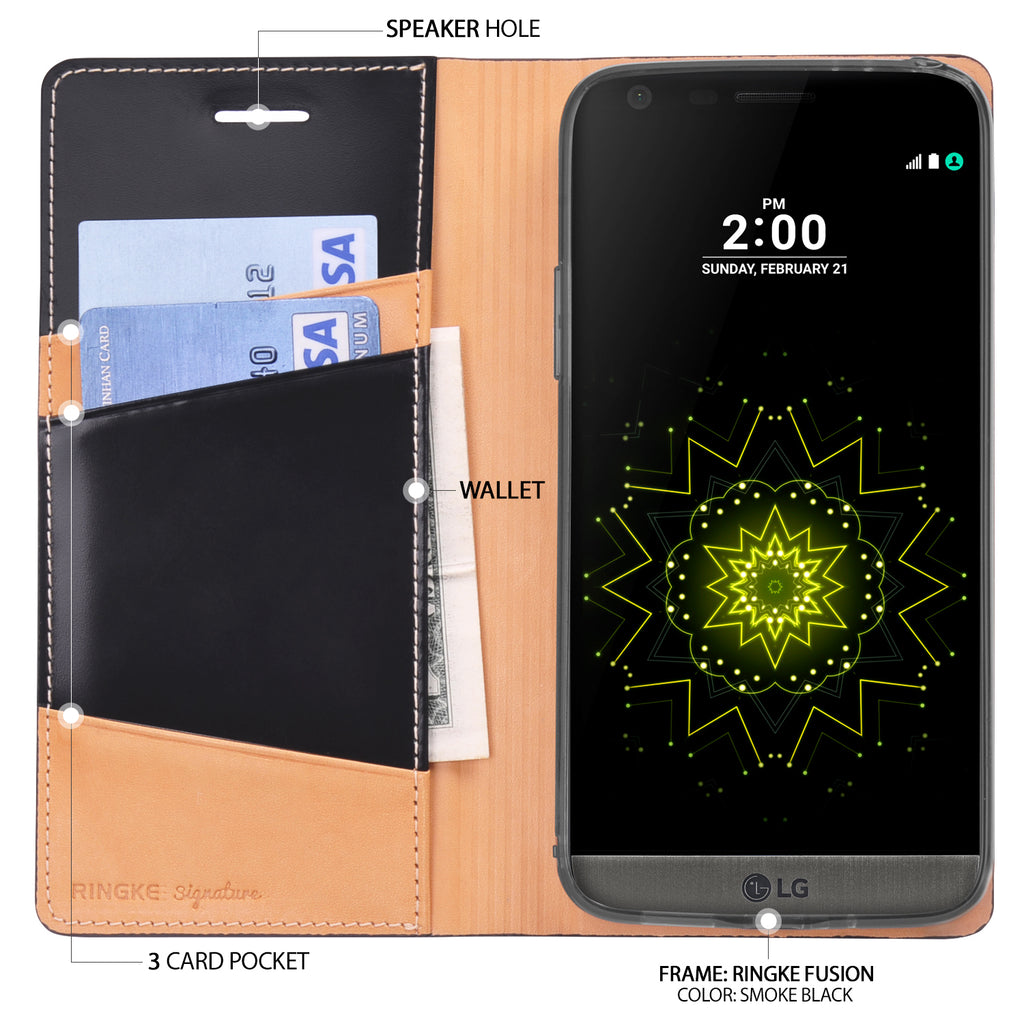 LG G5 Case | Signature - 3 Card Pocket. Frame: Ringke Fusion.