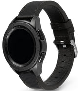 Watch Lug 20mm | Leather One Classic Band - Black smartwatch with a textured leather strap and silver buckle.