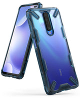 Redmi K30 Case | Fusion-X - Blue transparent rugged phone case with reinforced corners and camera cutout on a Redmi K30.