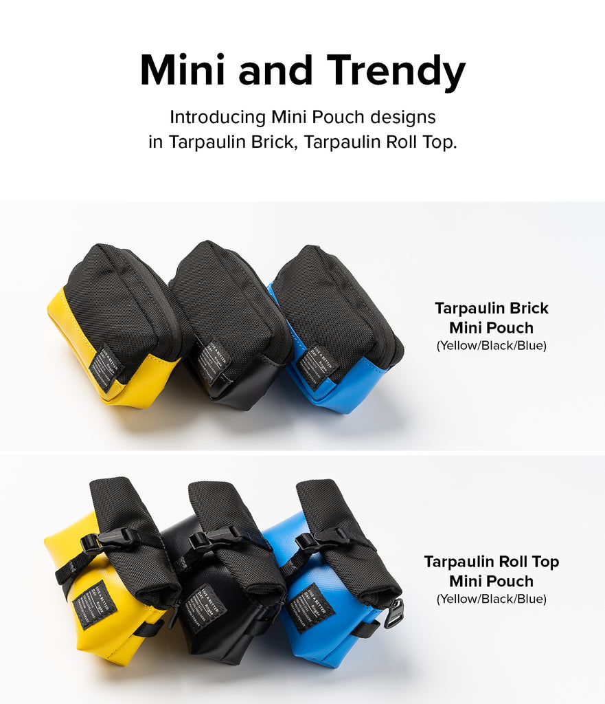 Mini Pouch Tarpaulin | Roll Top - Made of durable tarpaulin and nylon, The unique roll-top bag design, The high-quality zipper on the back, Dimension of 100 x 70 x 35mm