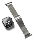 Apple Watch 49·46·45·44 mm | Metal One Mesh - A silver stainless steel mesh smartwatch band shown attached to a smartwatch, photographed on a clean white background.