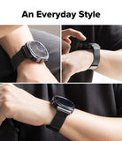 Galaxy Watch Ultra 2 / 1 | Metal One Mesh - A three-panel lifestyle collage showing a smartwatch with a black mesh metal band worn on a person's wrist. The top panel includes the text 'An Everyday Style' and shows the watch from a side angle.