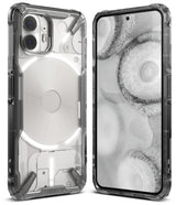 Nothing Phone (2) Case | Fusion-X - Clear, rugged protective case on a Nothing Phone (2) showing front and back views.