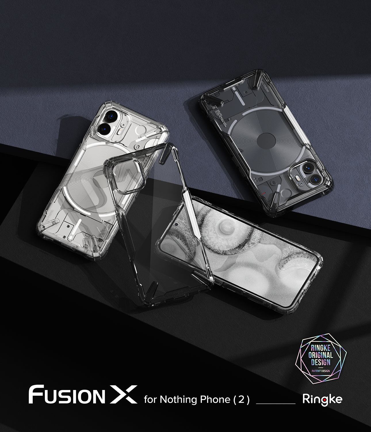 Ringke Fusion-X [Anti-Scratch Dual Coating] Compatible with Nothing Phone 1  Case, Transparent Augmented Bumper Shockproof Cover Designed for Nothing