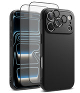 [Bundle] iPhone 17 Pro Max | Onyx Magnetic - Bundle - iPhone 17 Pro Max with black protective case, screen protector, and individual camera lens covers.