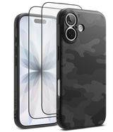 [Bundle] iPhone 17 | Onyx Magnetic - Black camo iPhone 17 case with magnetic ring and two glass screen protectors.