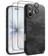 [Bundle] iPhone 17 | Onyx Magnetic - Black camo phone case with screen protector and lens covers for iPhone 17.