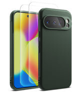 [Bundle] Google Pixel 10 Case | Onyx - Bundle - Google Pixel 10 Onyx green case and screen protector shown from front and back angles.