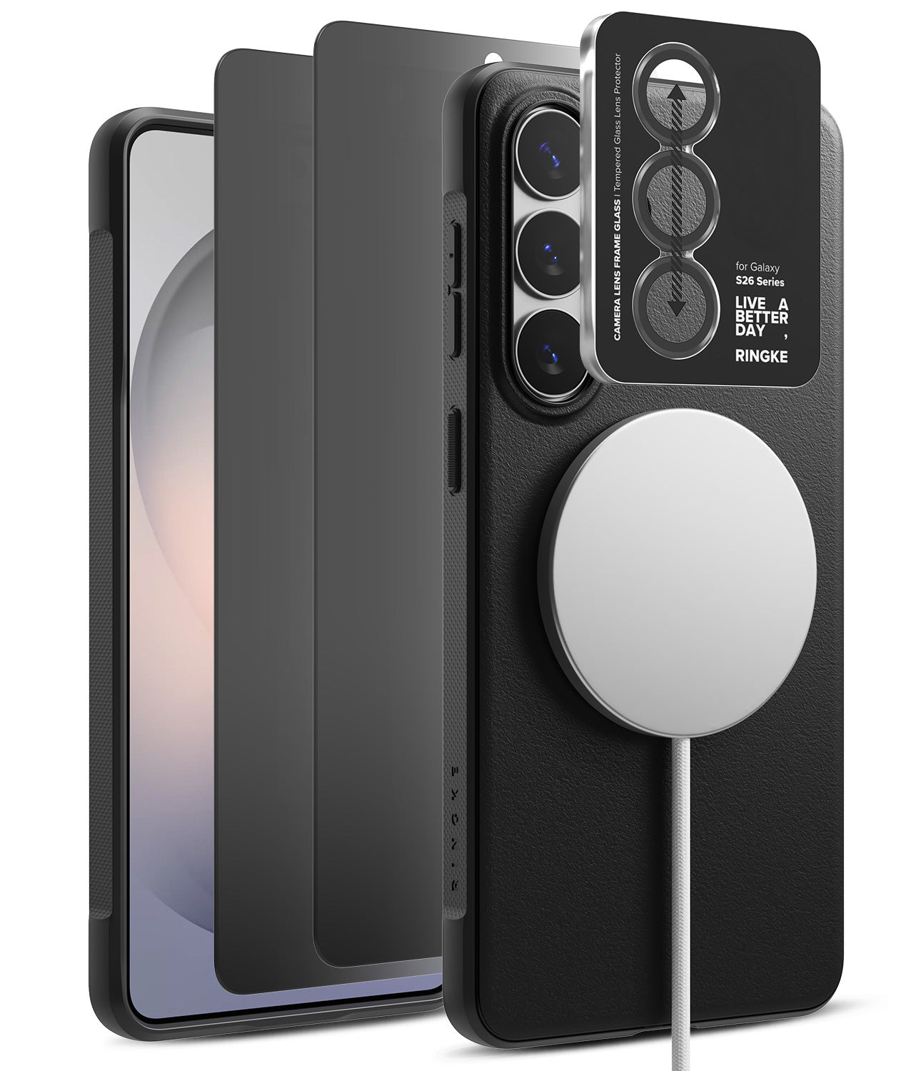 group-Black / + Privacy Screen Protector & Camera Lens Frame Glass (2P)