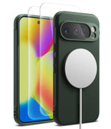 [Bundle] Google Pixel 10 Pro Case | Onyx Magnetic - Google Pixel 10 Pro Case | Onyx Magnetic - Dark green phone case with magnetic charger and two screen protectors.