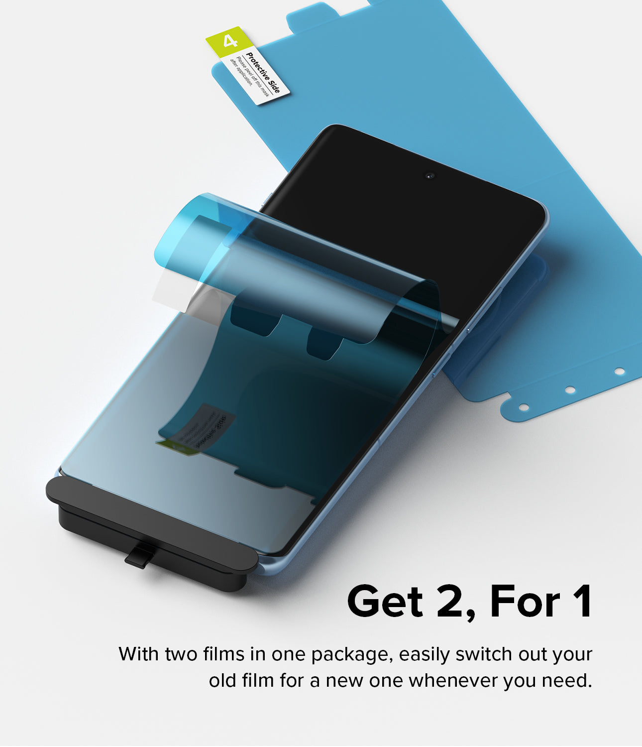 OnePlus 12R Screen Protector | Dual Easy Film - Get 2, For 1. With two films in one package, easily switch out your old film for a new one whenever you need.