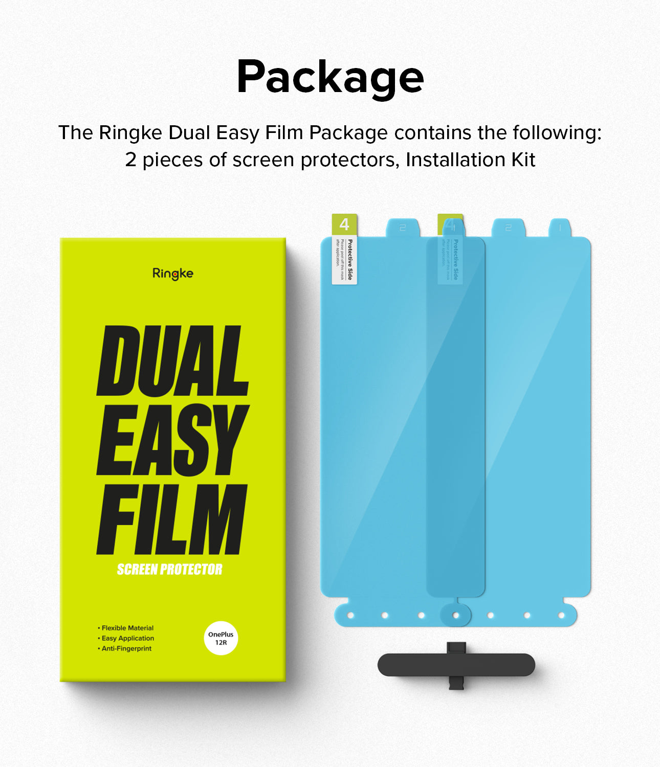OnePlus 12R Screen Protector | Dual Easy Film - Package.