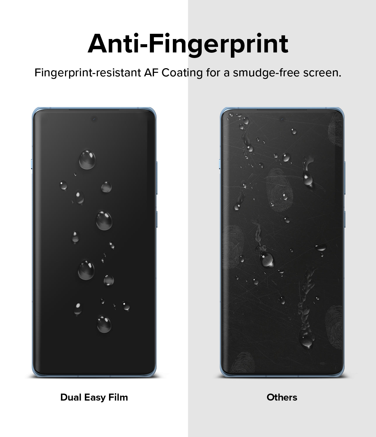 OnePlus 12R Screen Protector | Dual Easy Film - Anti-Fingerprint. Fingerprint-resistant AF Coating for a smudge-free screen.